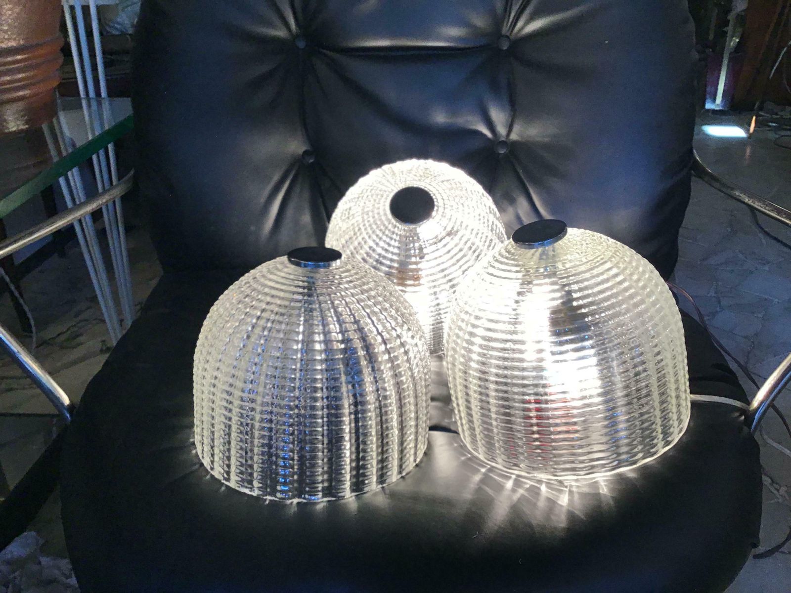 Seguso Sconces Ceilling Light Murano Glass Metal Crome 1950 Italy photo Lighting