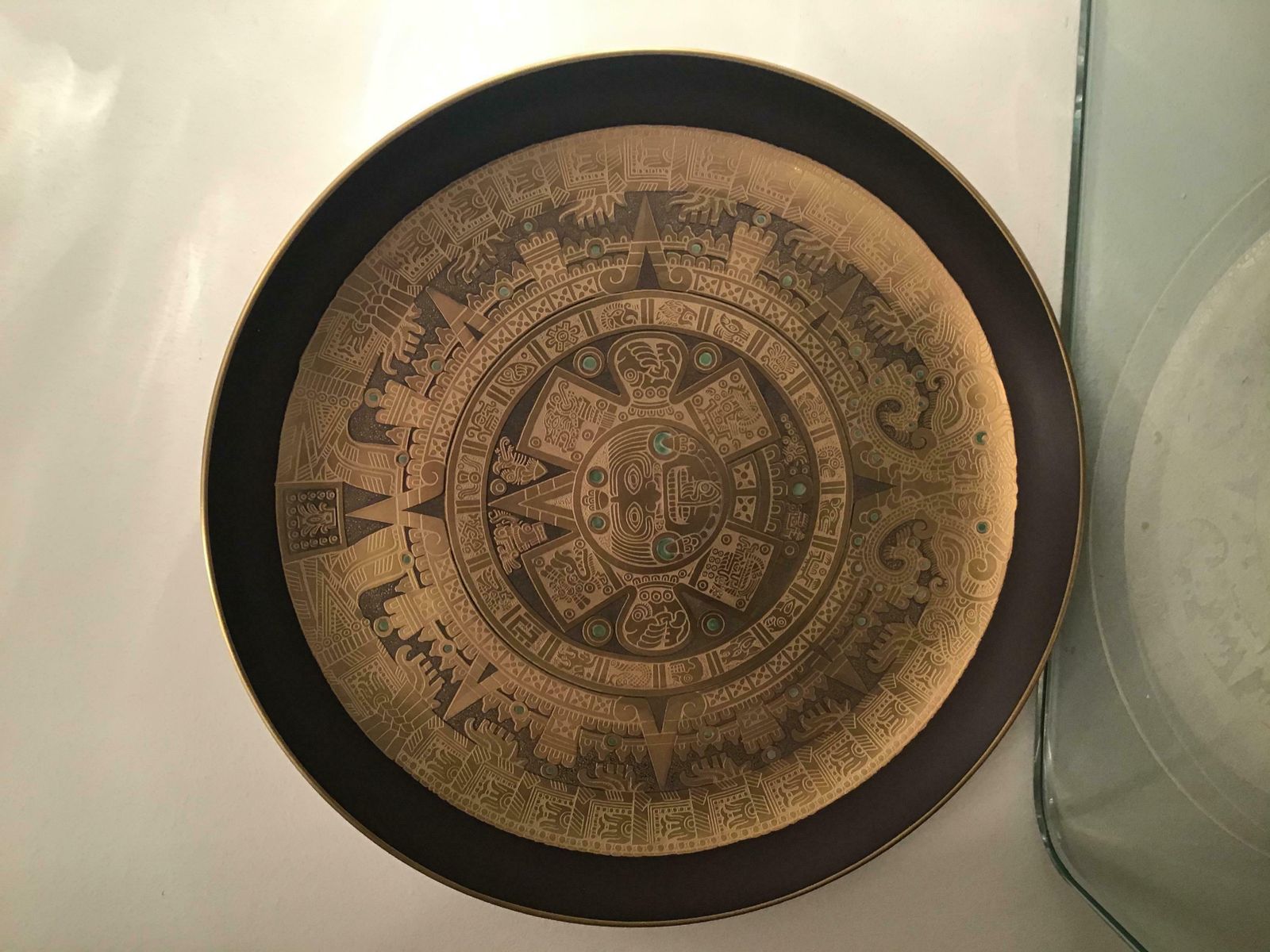photo vintage Morbelli Porcelain Pietra Del Sole Wall Plate Worked With Pure Gold 1960 Italy