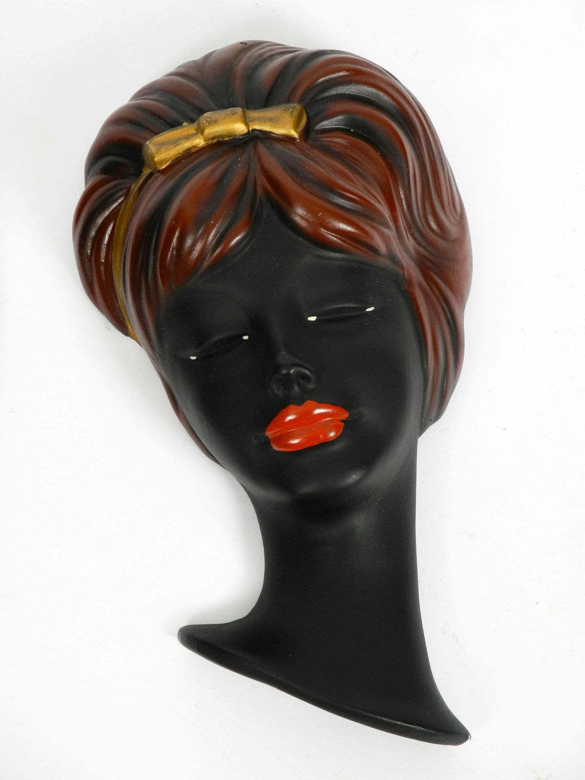 Pair Of Very Beautiful Original Midcentury Hand Painted Ceramic Women Faces photo buy