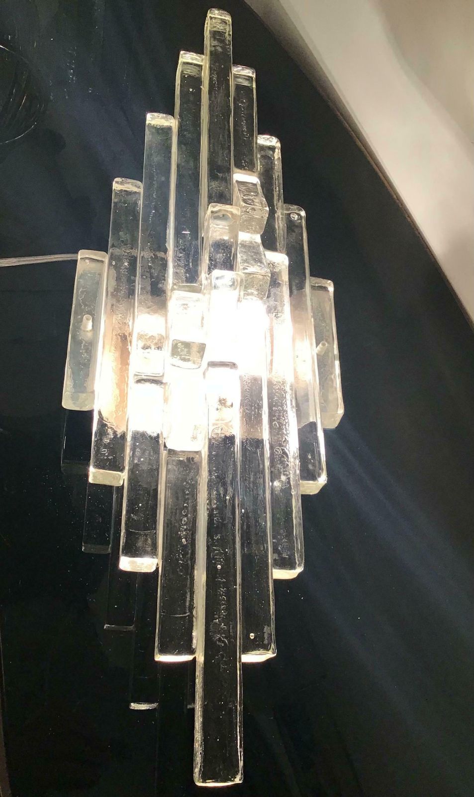 Albano Poli Sconse Glass Metal Crome 1955 Italy photo furniture