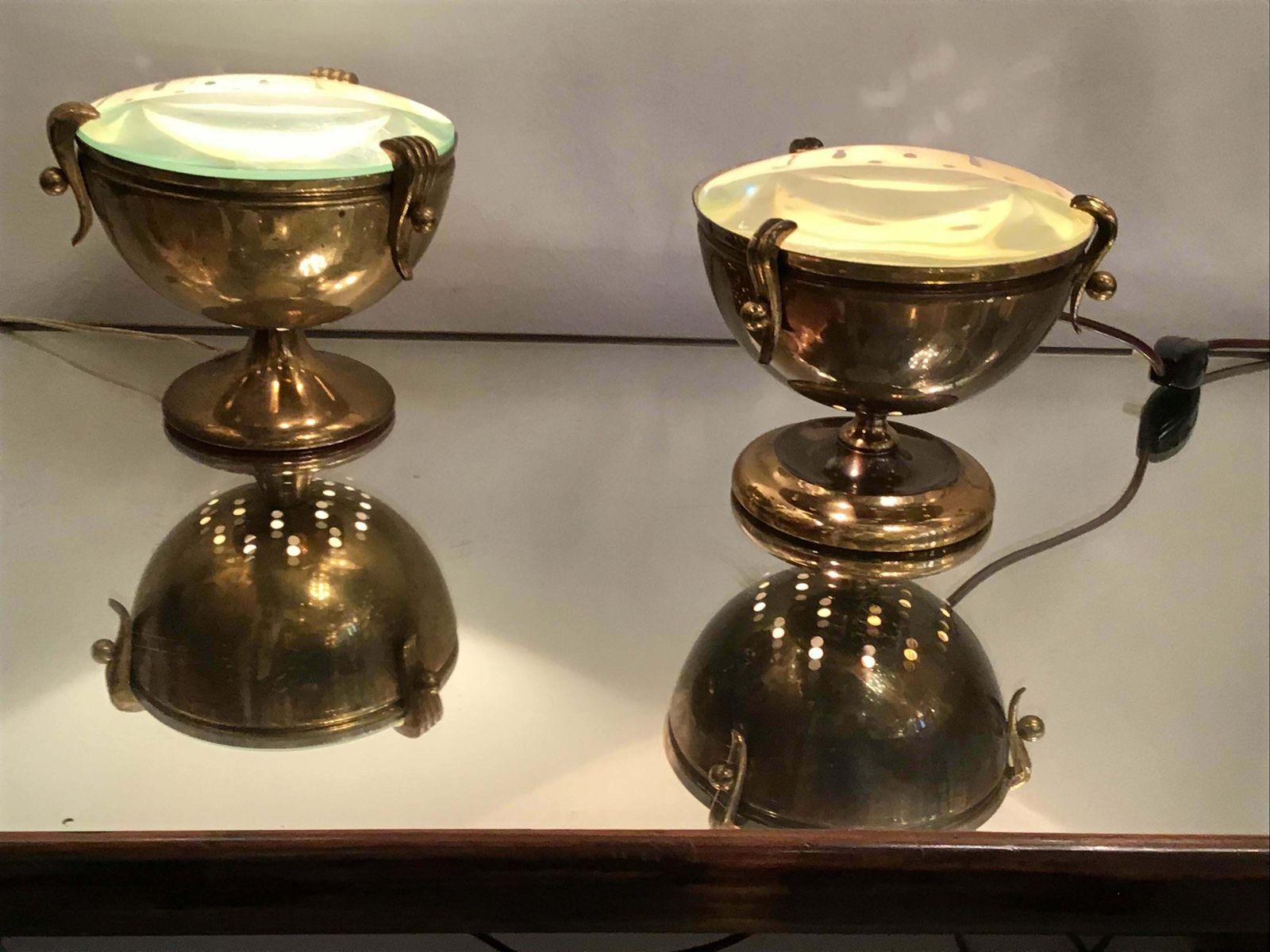 Fontana Arte Table Lamps “Him And Her” Brass Glass, 1950, Italy photo buy