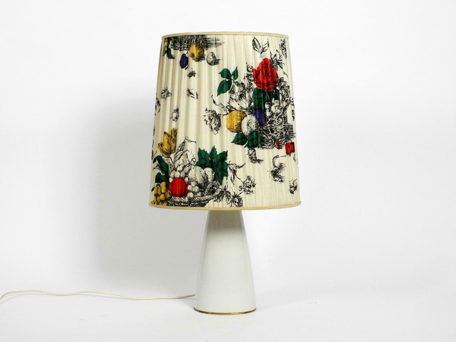 Large Elegant 1960s Kpm Table Lamp In Porcelain And Pleated Silk Lampshade photo furniture