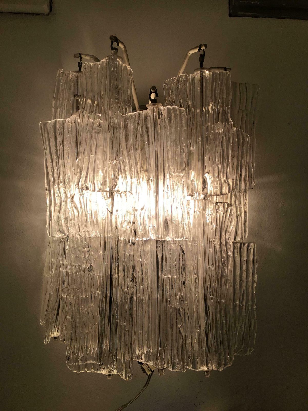 Venini “Toni Zuccheri “ Sconce Murano Glass Metal Crome 1950 Italy photo vintage