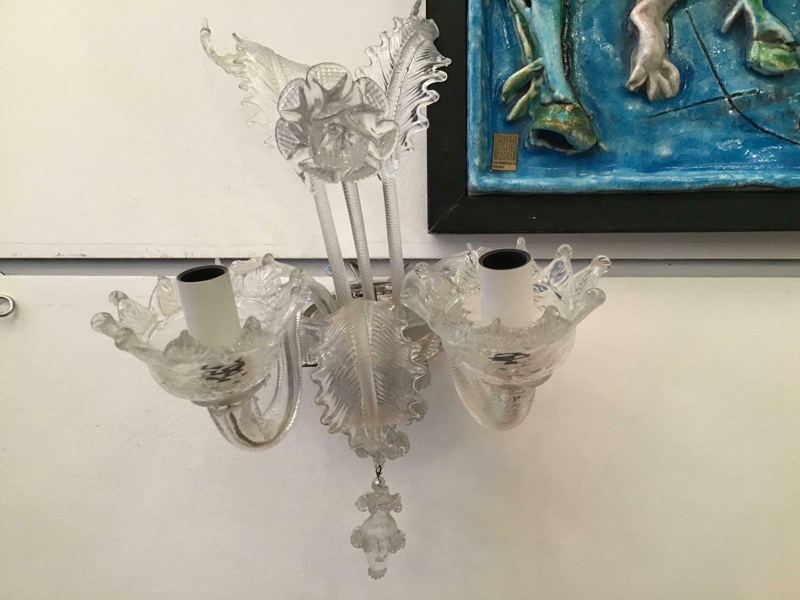 Barovier E Toso Sconce Murano Glass Iron Aluminium 1940 Italy photo for sale