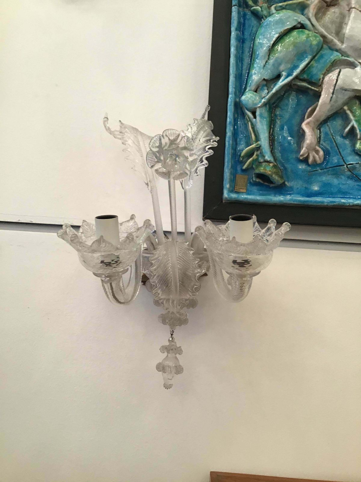 1808.0 Barovier E Toso Sconce Murano Glass Iron Aluminium 1940 Italy photo