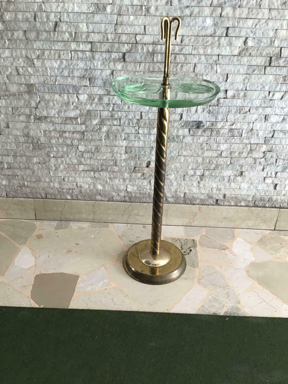 Fontana Arte Floor Ashtray Brass Glass, 1955, Italy photo for sale