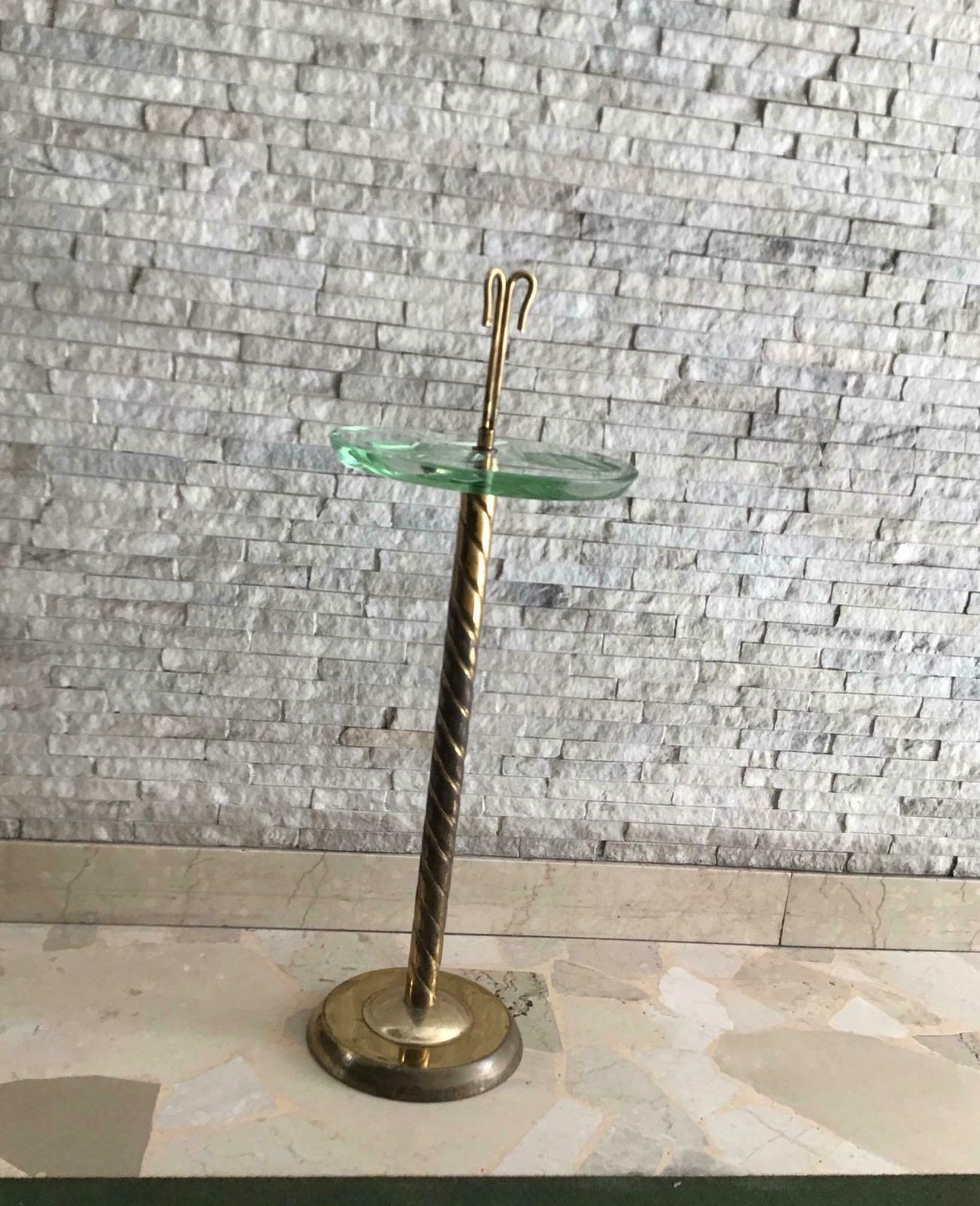Fontana Arte Floor Ashtray Brass Glass, 1955, Italy photo vinterior
