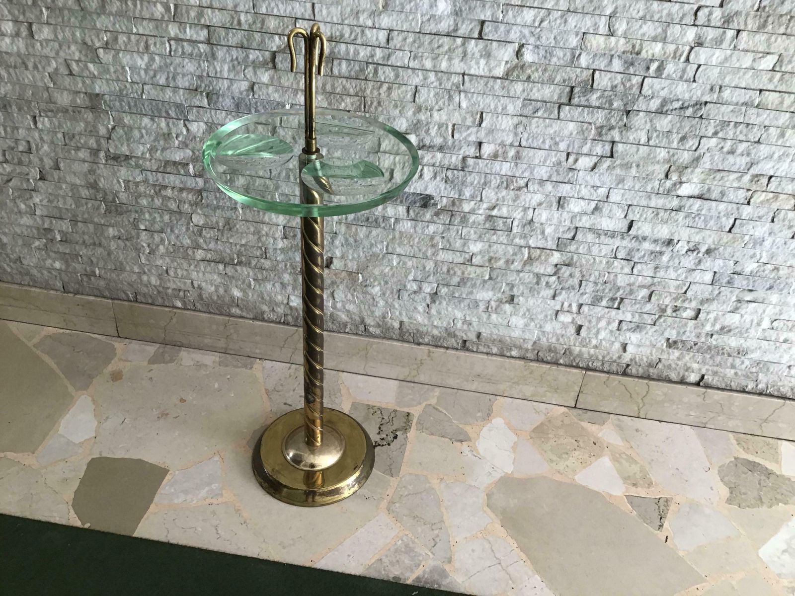 photo furniture Fontana Arte Floor Ashtray Brass Glass, 1955, Italy
