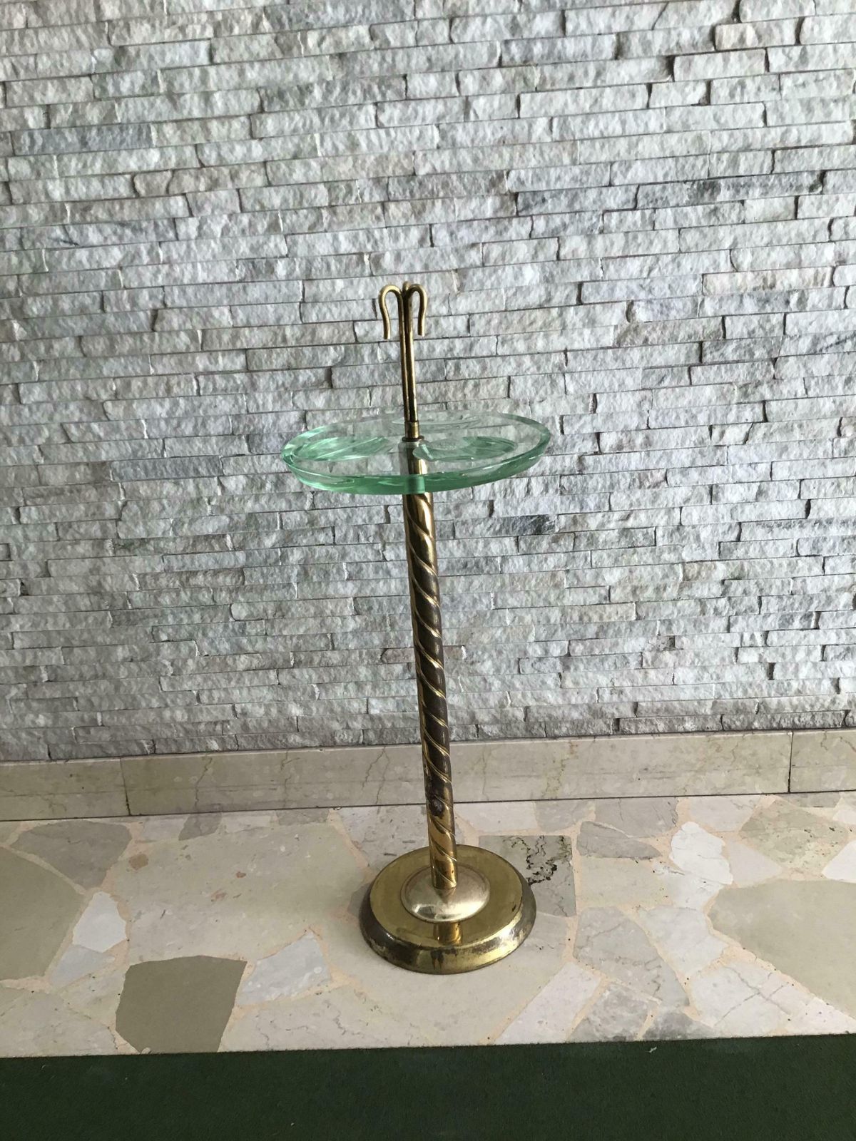 photo for sale Fontana Arte Floor Ashtray Brass Glass, 1955, Italy