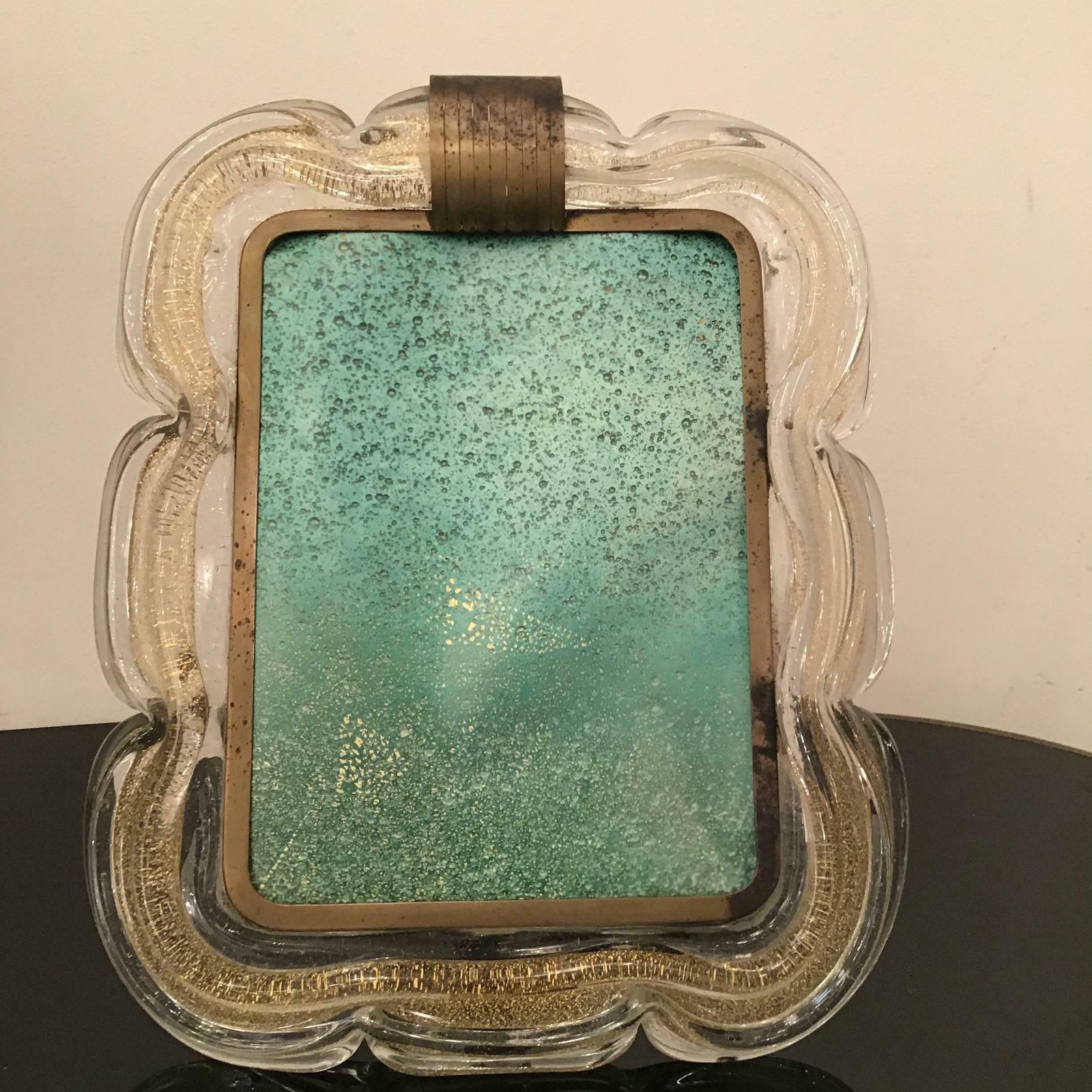 Venini Picture Frame Brass Murano Glass Gold 1940 Italy photo vinterior