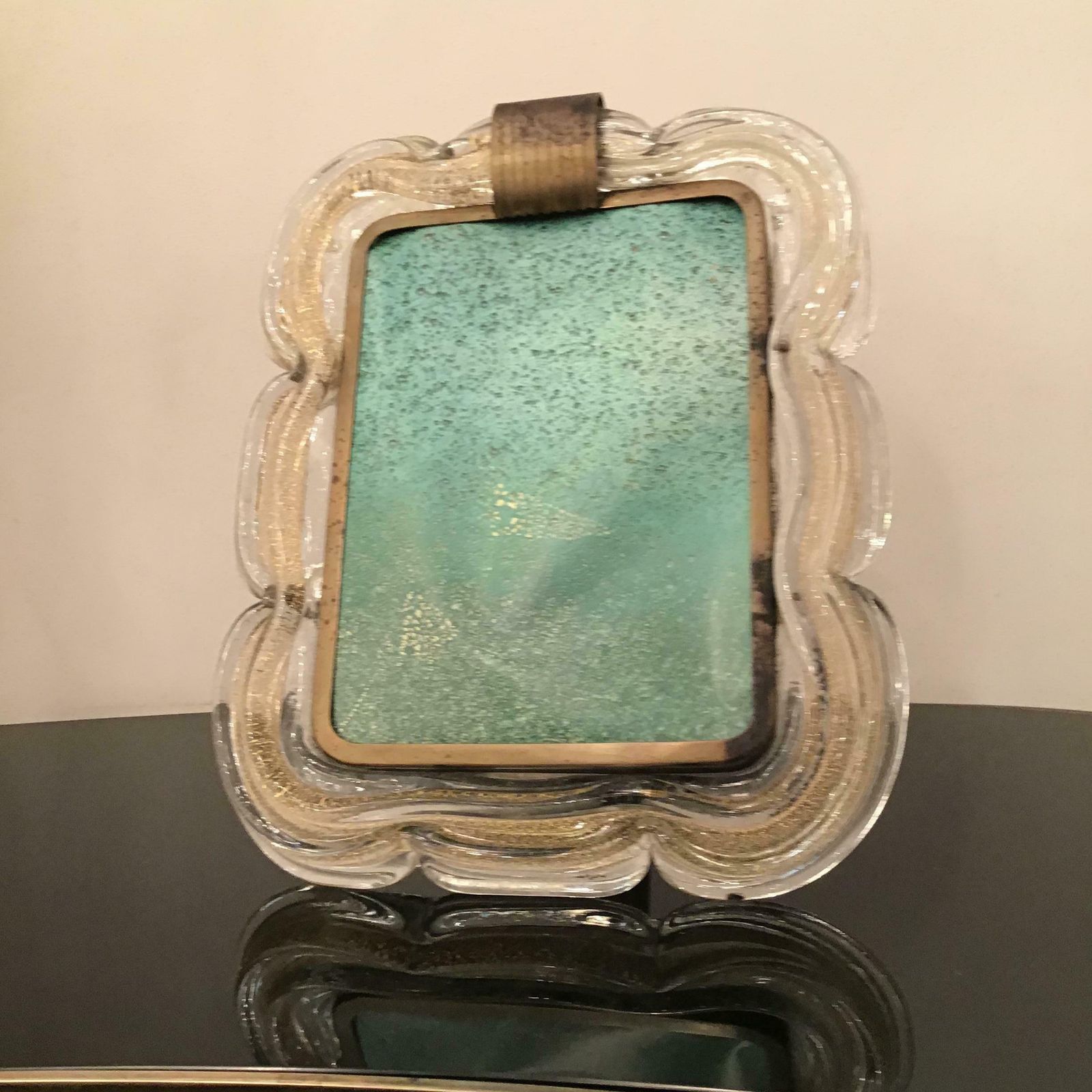 Home Decor Venini Picture Frame Brass Murano Glass Gold 1940 Italy photo