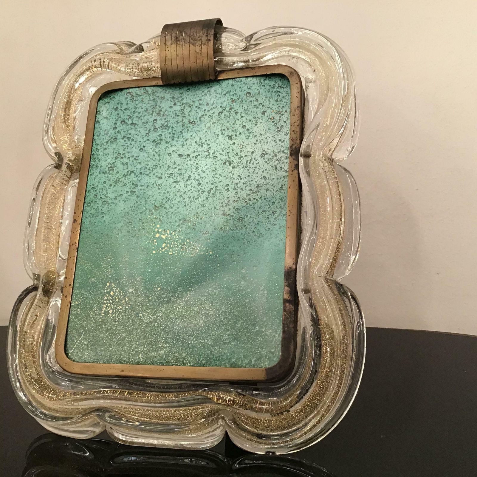 photo vinterior Venini Picture Frame Brass Murano Glass Gold 1940 Italy