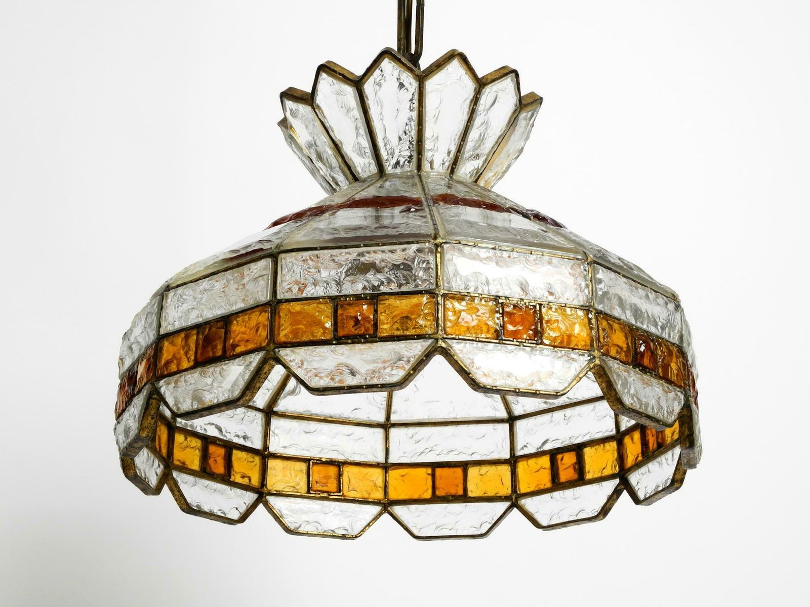 Beautiful Large Heavy 1960s Italian Poliarte Glass Ceiling Lamp photo for sale