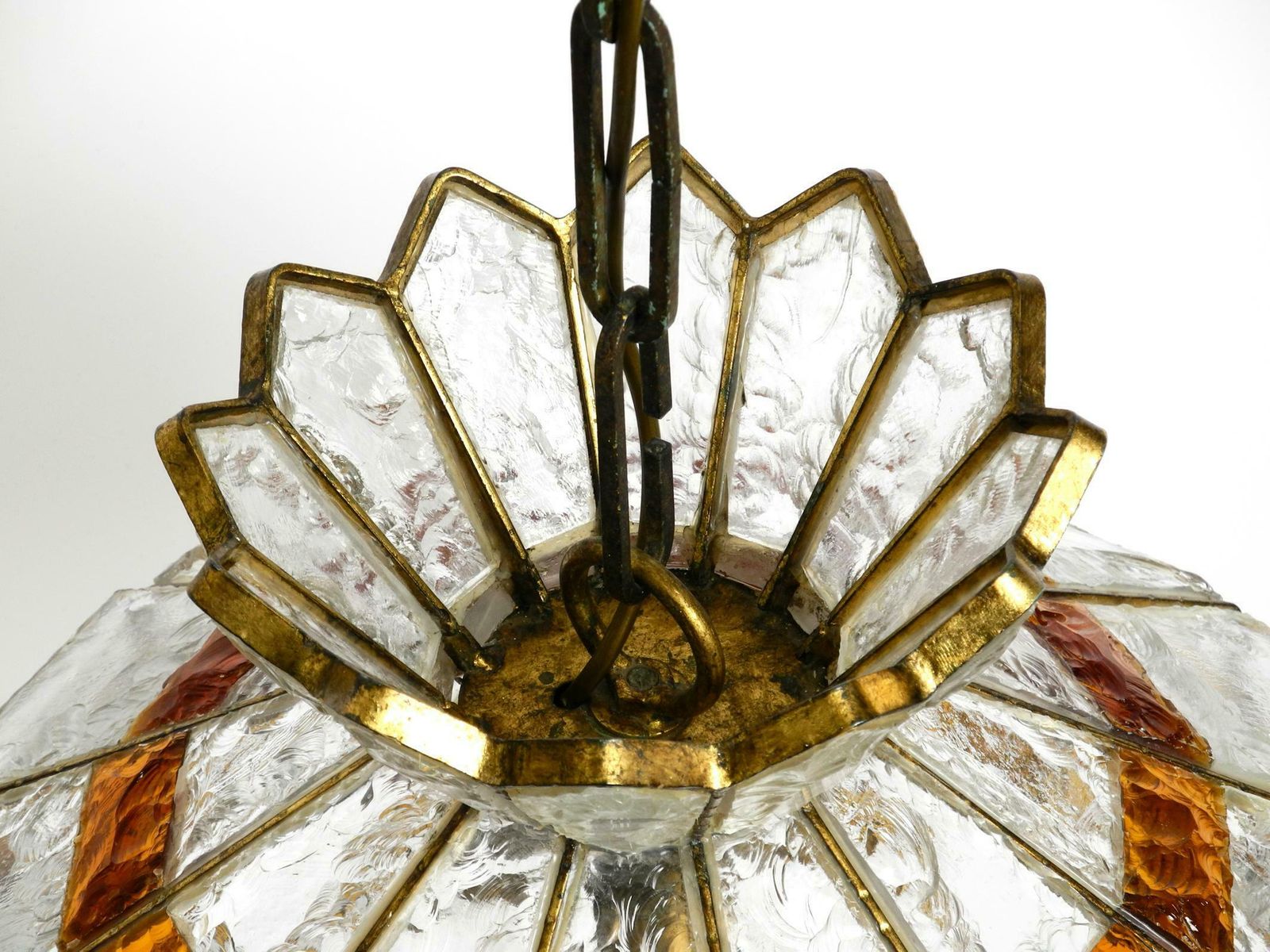 Beautiful Large Heavy 1960s Italian Poliarte Glass Ceiling Lamp photo vintage