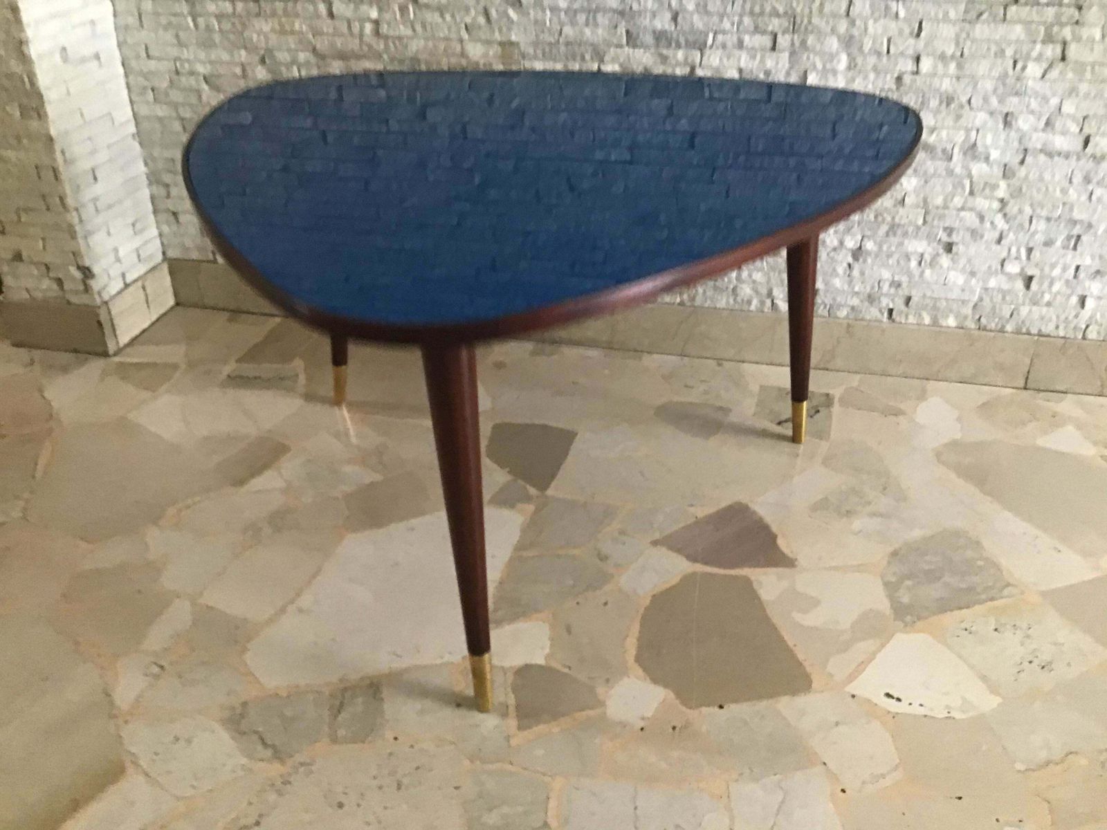 photo for sale Osvaldo Borsani Coffe’ Table Wood Brass Glass 1950 Italy