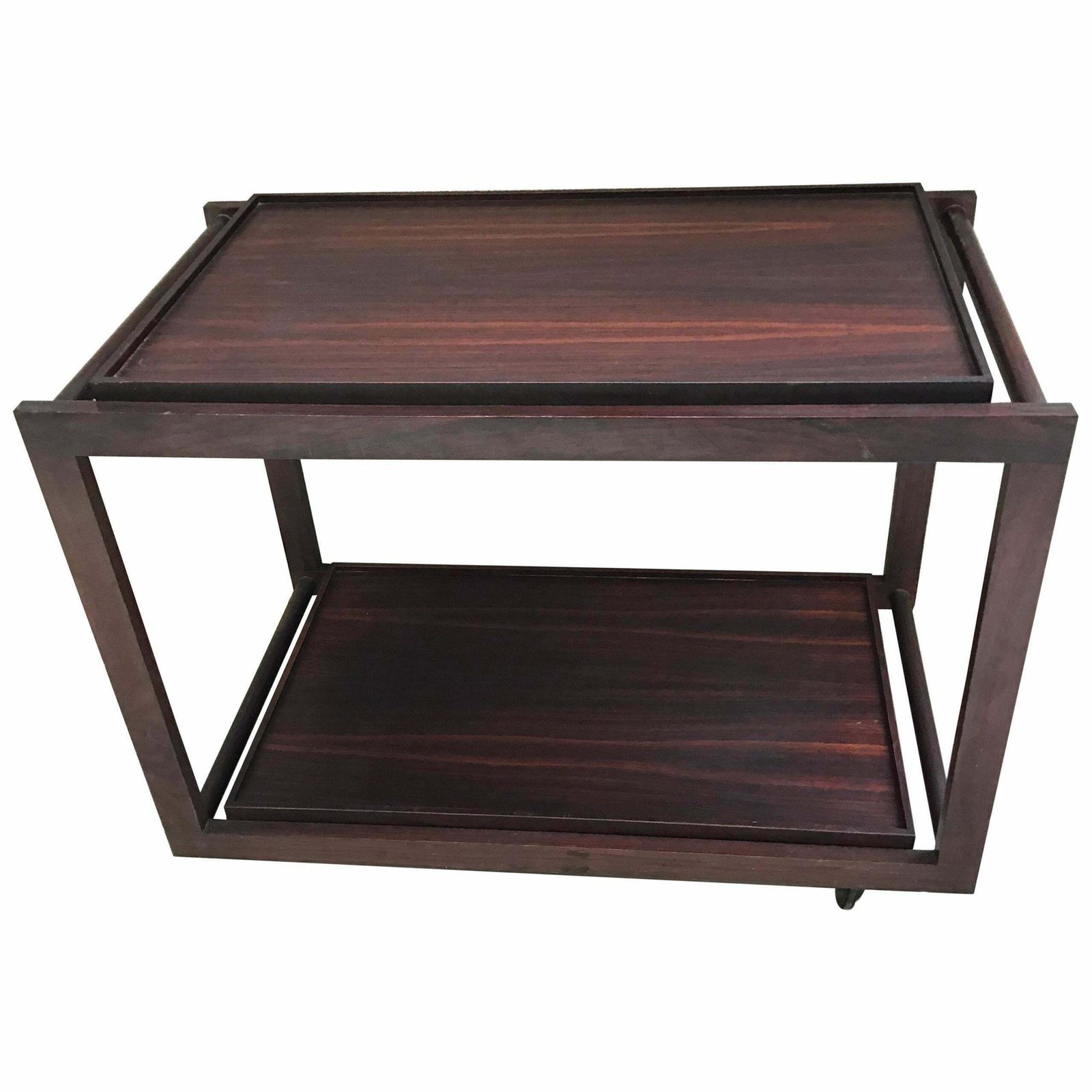 F.Amedeo Cassina 1950 Movable Trolley With Removable Tray Rosewood Wood Italy