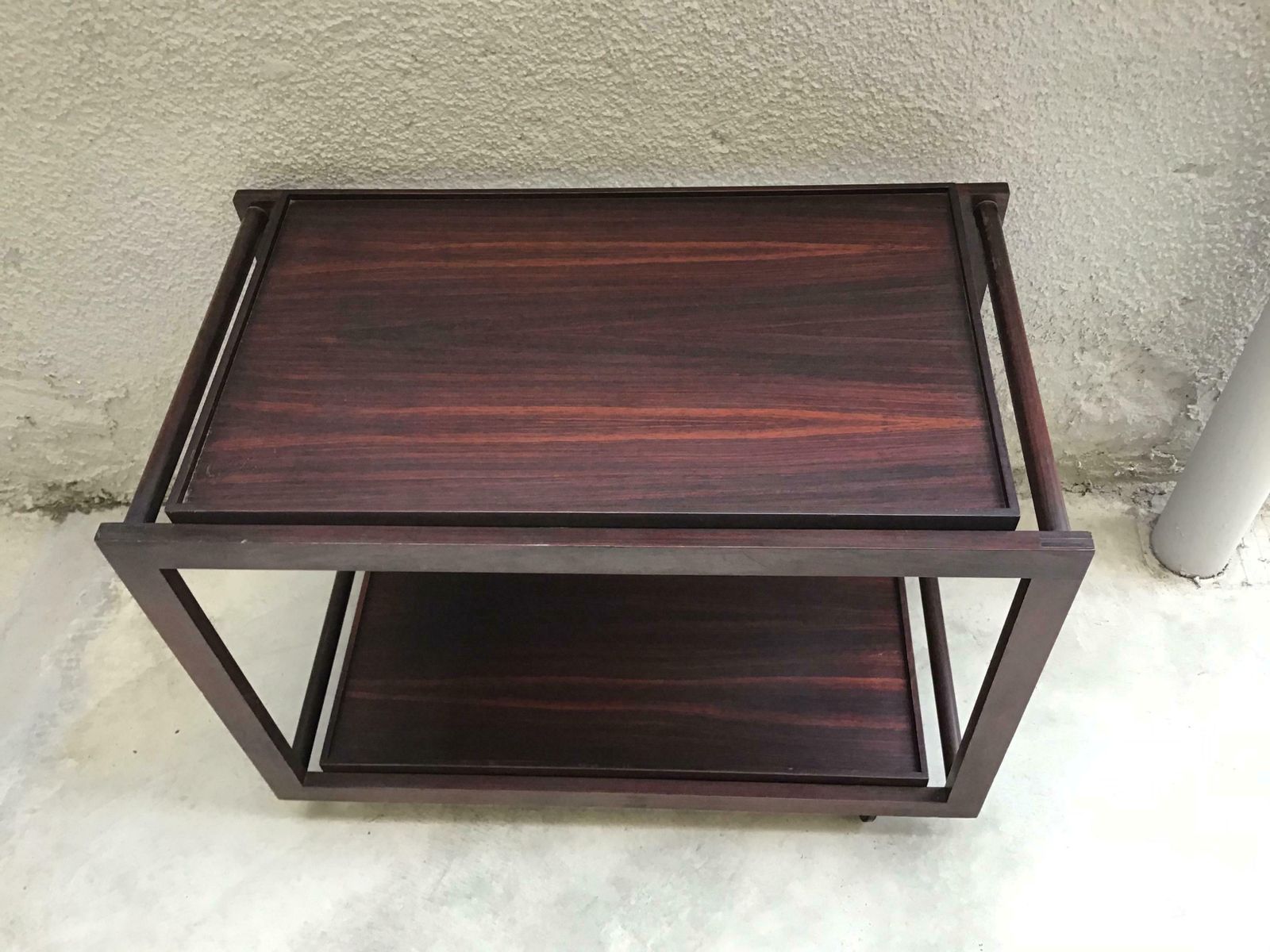 F.Amedeo Cassina 1950 Movable Trolley With Removable Tray Rosewood Wood Italy photo furniture