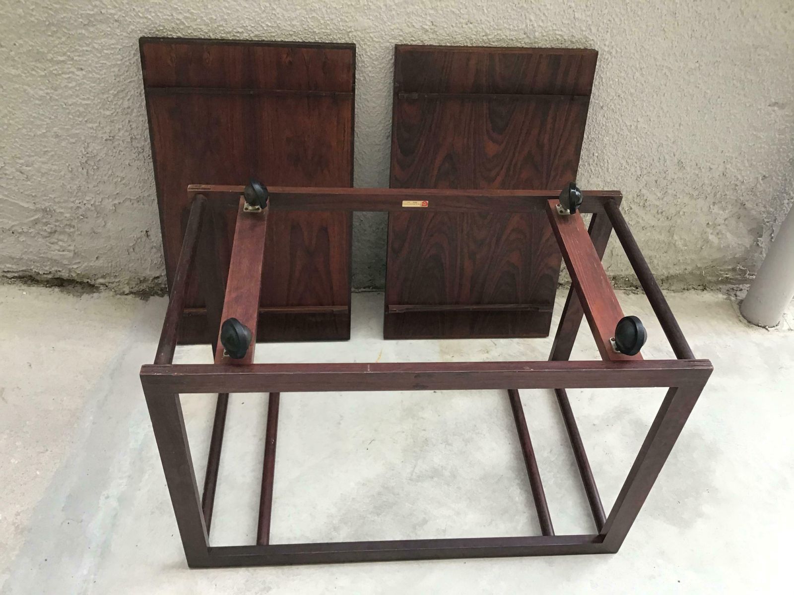 F.Amedeo Cassina 1950 Movable Trolley With Removable Tray Rosewood Wood Italy photo vintage