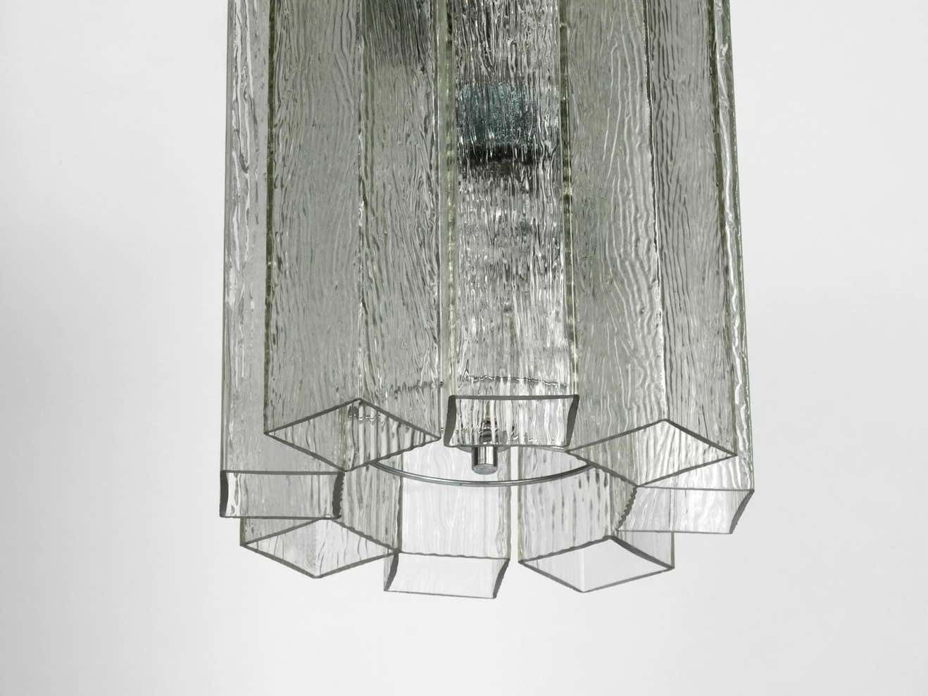Extra Large Glass Pendant Lamp By Doria Mid Century Modern Brutalist Design photo vinterior