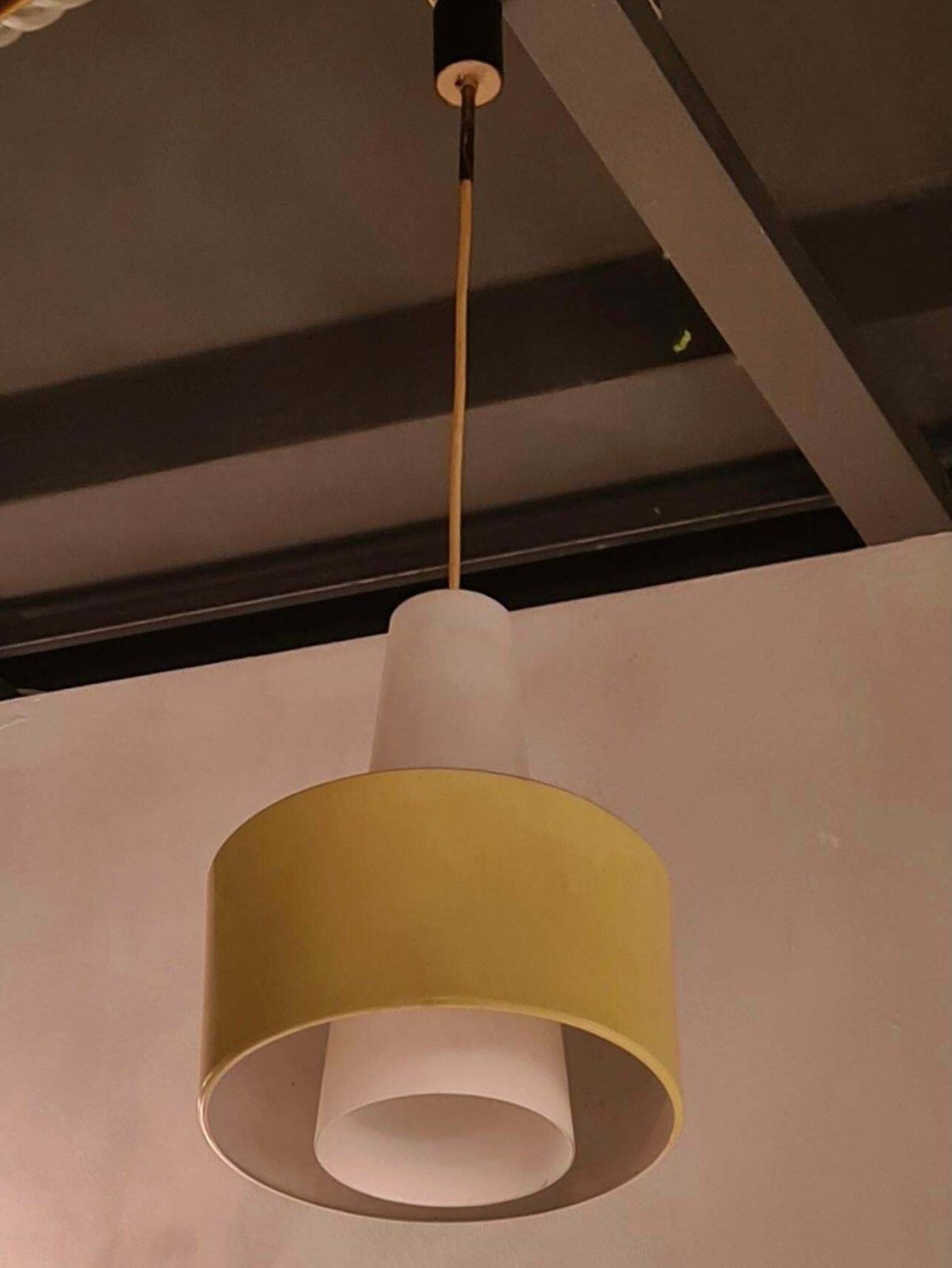 Stilnovo Chandelier Brass Opaline Glass Metal 1950 Italy photo Lighting