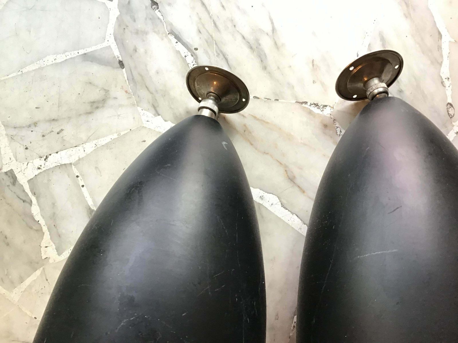 Couple Stilnovo Sconces 1950 Metal Black Cromo, 1950, Italy photo furniture