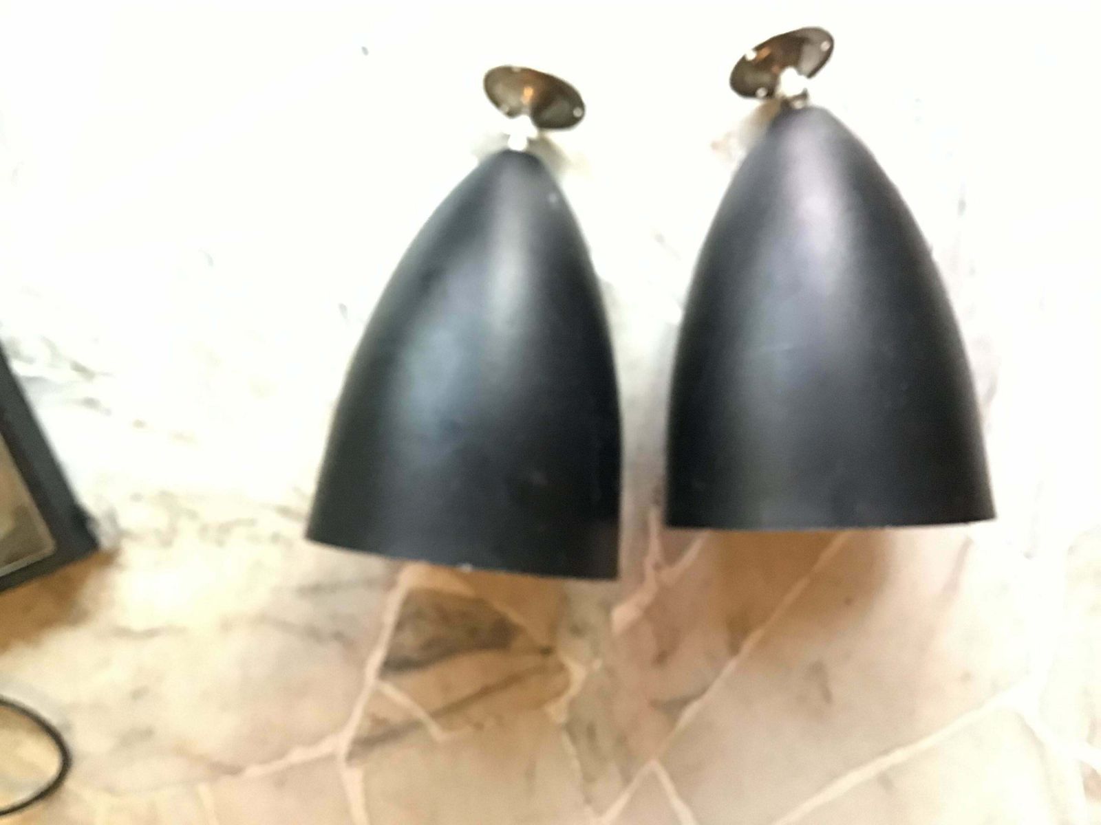 Couple Stilnovo Sconces 1950 Metal Black Cromo, 1950, Italy photo for sale