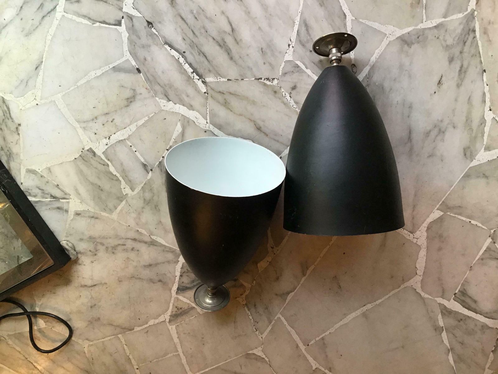 Couple Stilnovo Sconces 1950 Metal Black Cromo, 1950, Italy photo vintage