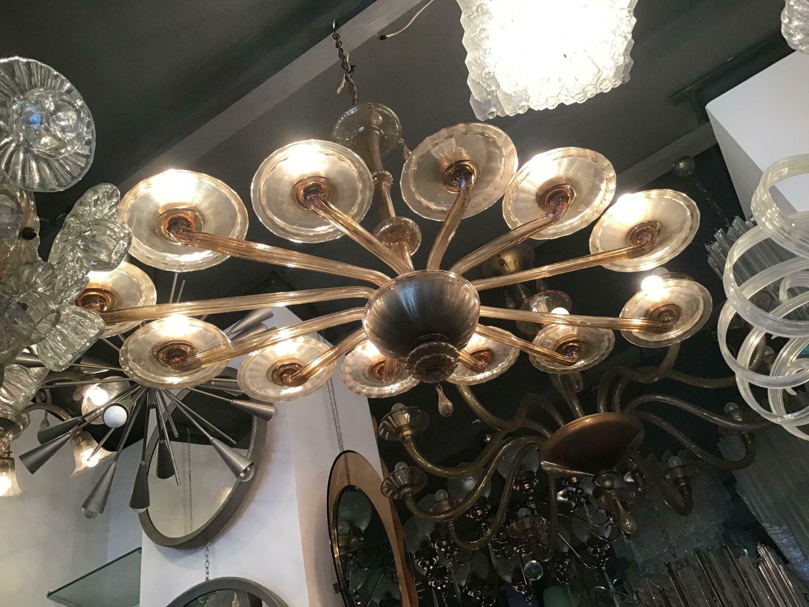 Venini Oval Murano Glass Chandelier 12 Light, 1930, Italy photo vinterior