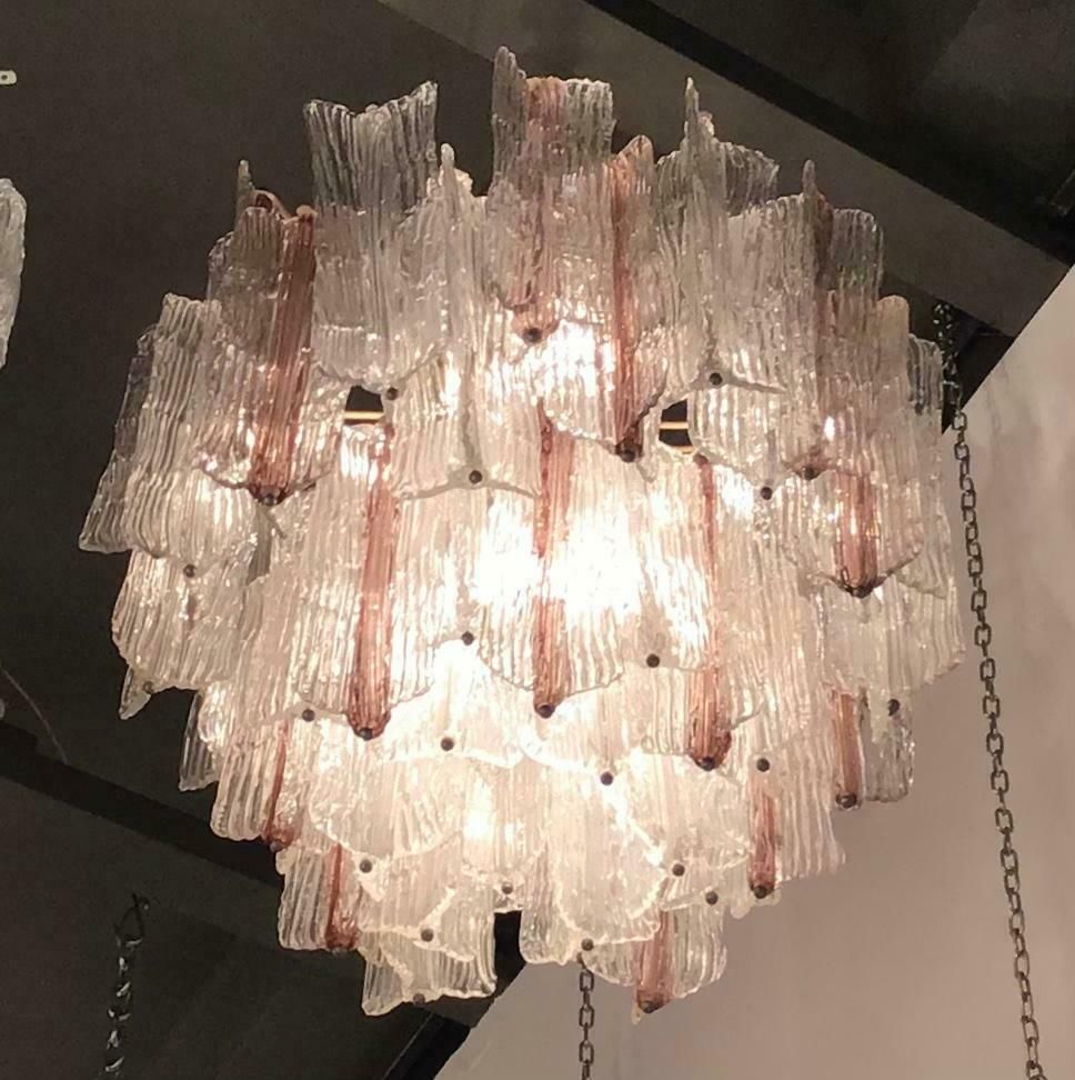Venini “Toni Zuccheri” Chandelier Murano Glass Metal Crome Iron 1950 Italy photo for sale