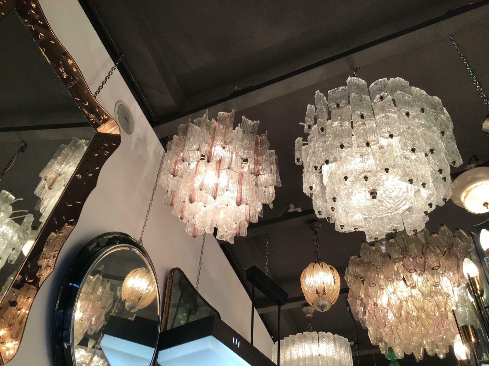 Venini “Toni Zuccheri” Chandelier Murano Glass Metal Crome Iron 1950 Italy photo 5425.0