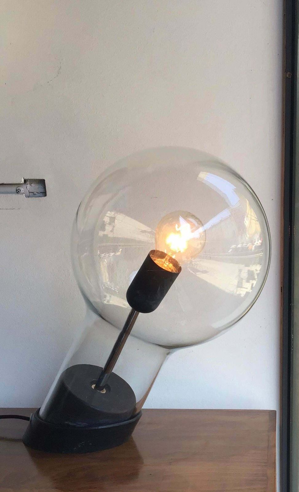 Lighting Stilnov Styletable Lamp Glass Ghisa Metal, 1960, Italy photo