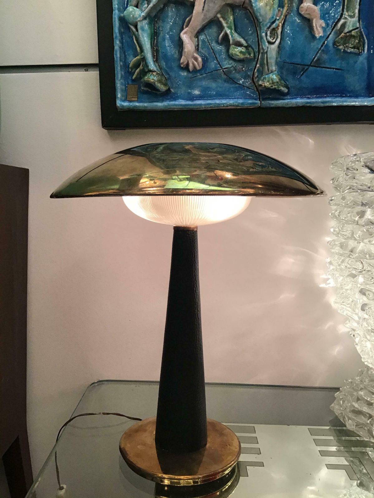 Stilnovo Table Lamp Brass Glass Skin 1950 Italy photo furniture