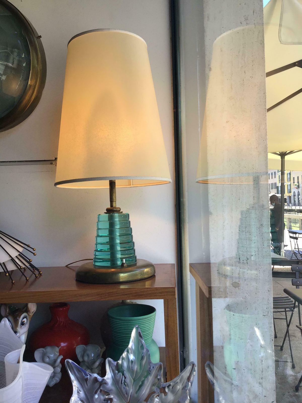 Fontana Arte Table Lamp Brass Glass Pergamena, 1950, Italy photo for sale