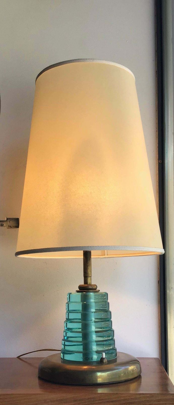 Fontana Arte Table Lamp Brass Glass Pergamena, 1950, Italy photo 3164.0