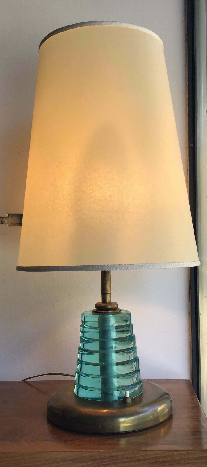 Fontana Arte Table Lamp Brass Glass Pergamena, 1950, Italy photo buy
