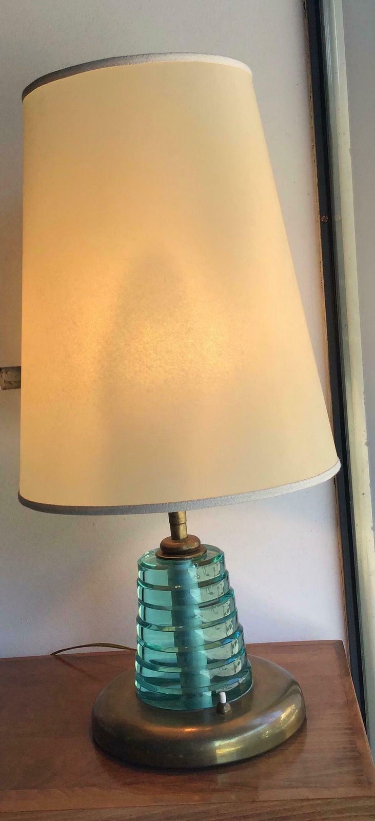 Lighting Fontana Arte Table Lamp Brass Glass Pergamena, 1950, Italy photo