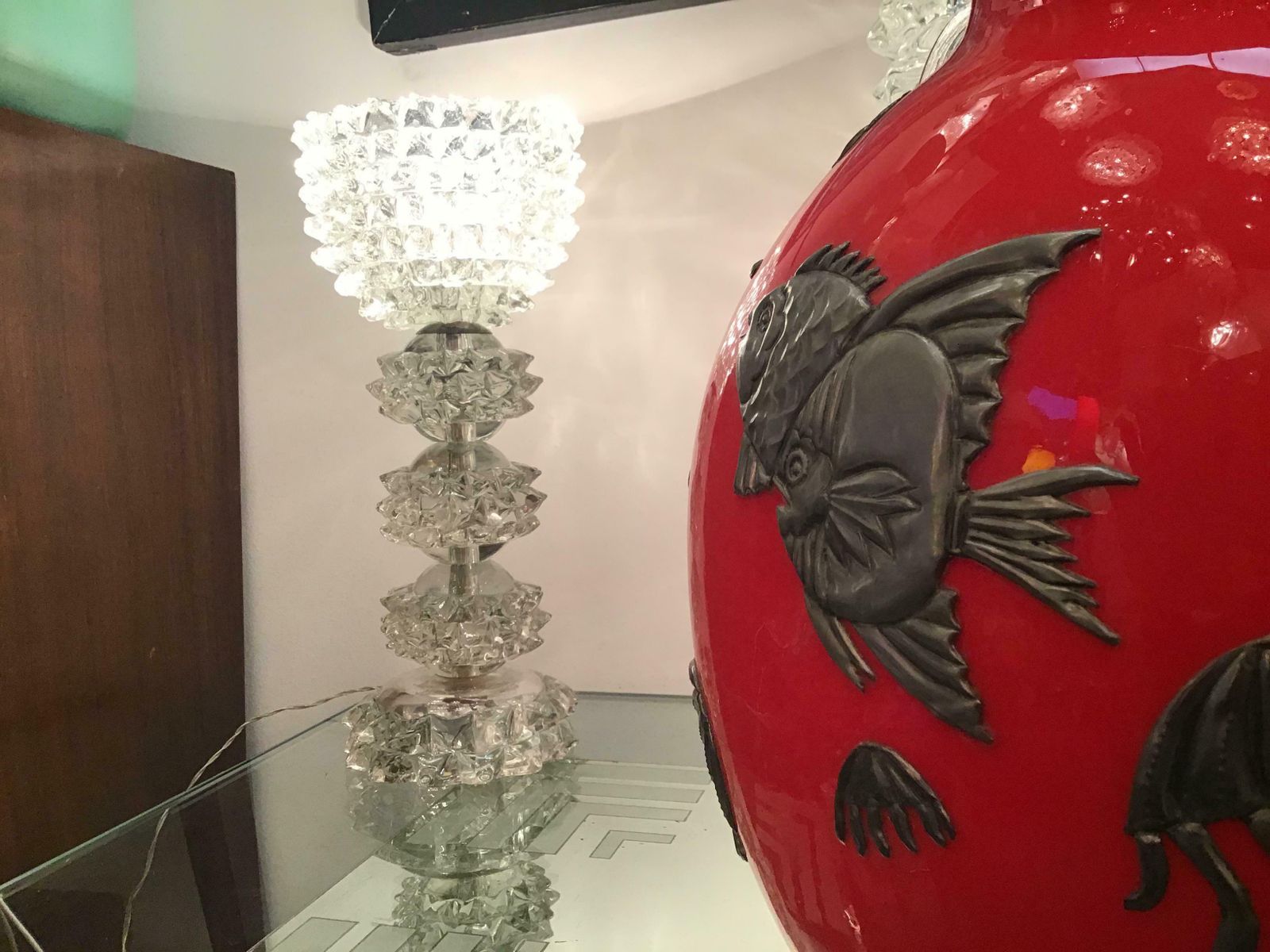 Barovier E Toso “Rostrato” Table Lamp Murano Glass Metal Crome 1940 Italy photo 2170.0