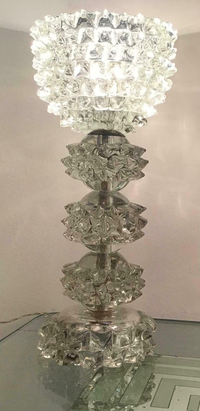 Barovier E Toso “Rostrato” Table Lamp Murano Glass Metal Crome 1940 Italy photo buy