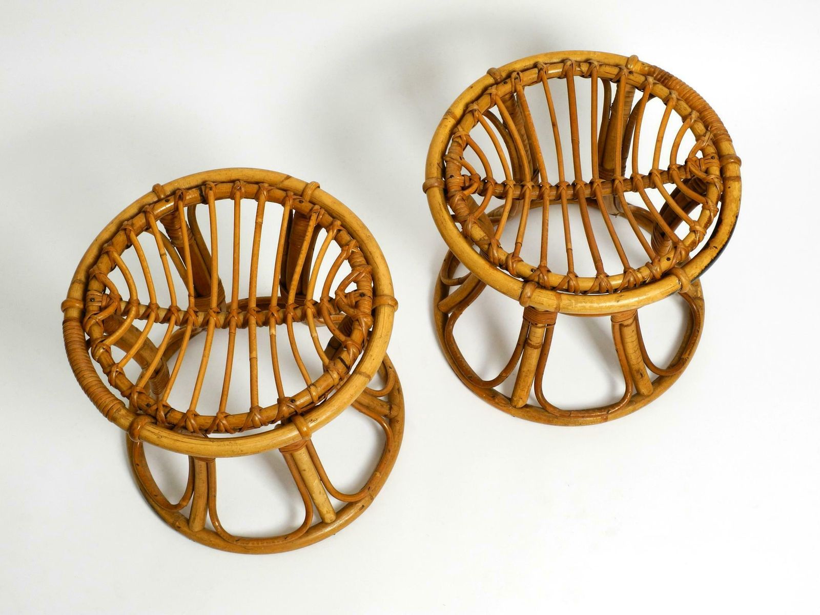 Pair Of Beautiful Rare Original 1960's Italian Bamboo Stools photo 1140.0