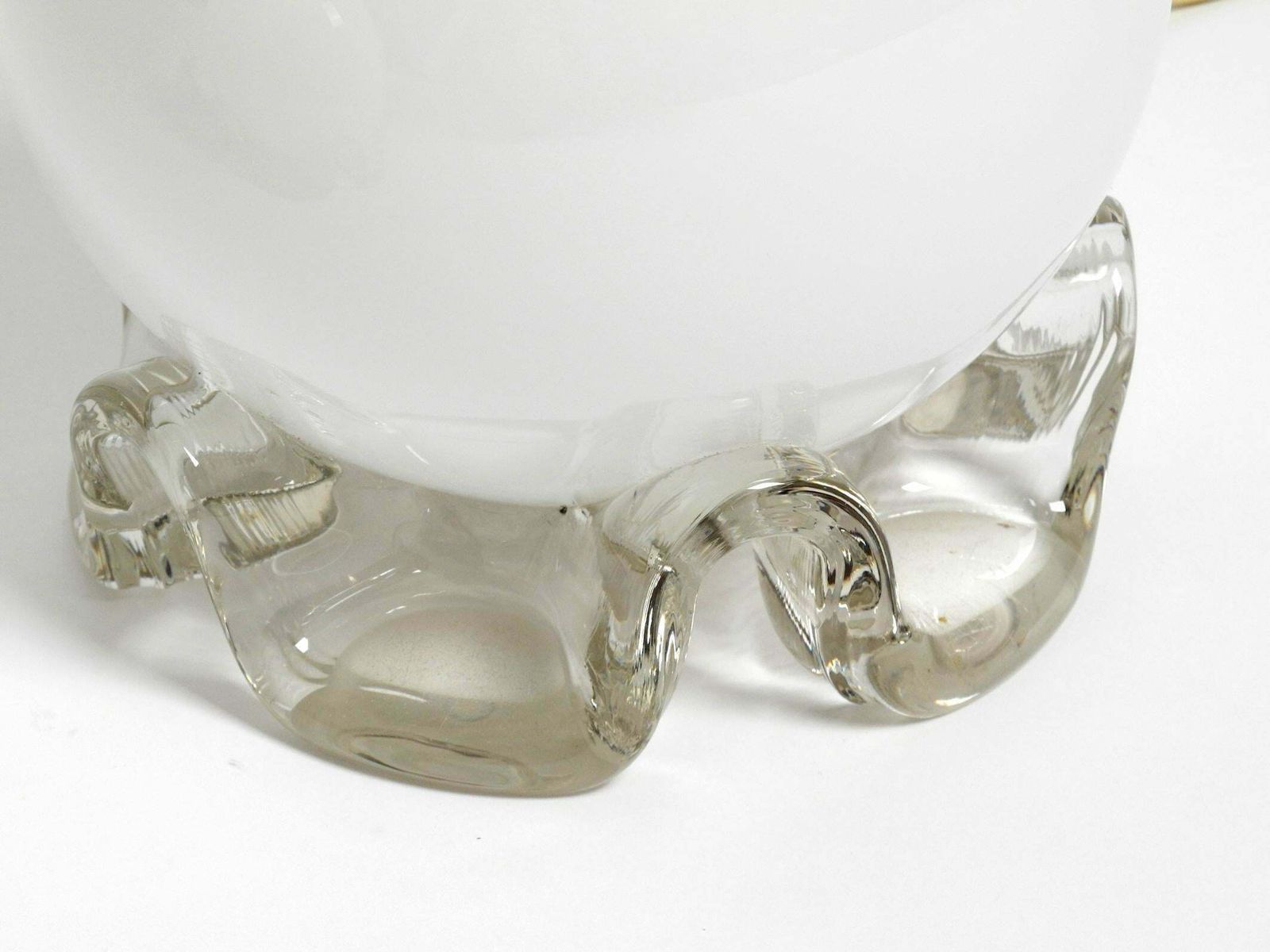 Pair Of 1960''S Glass Table Lamps In White And Transparent From Limburg photo buy