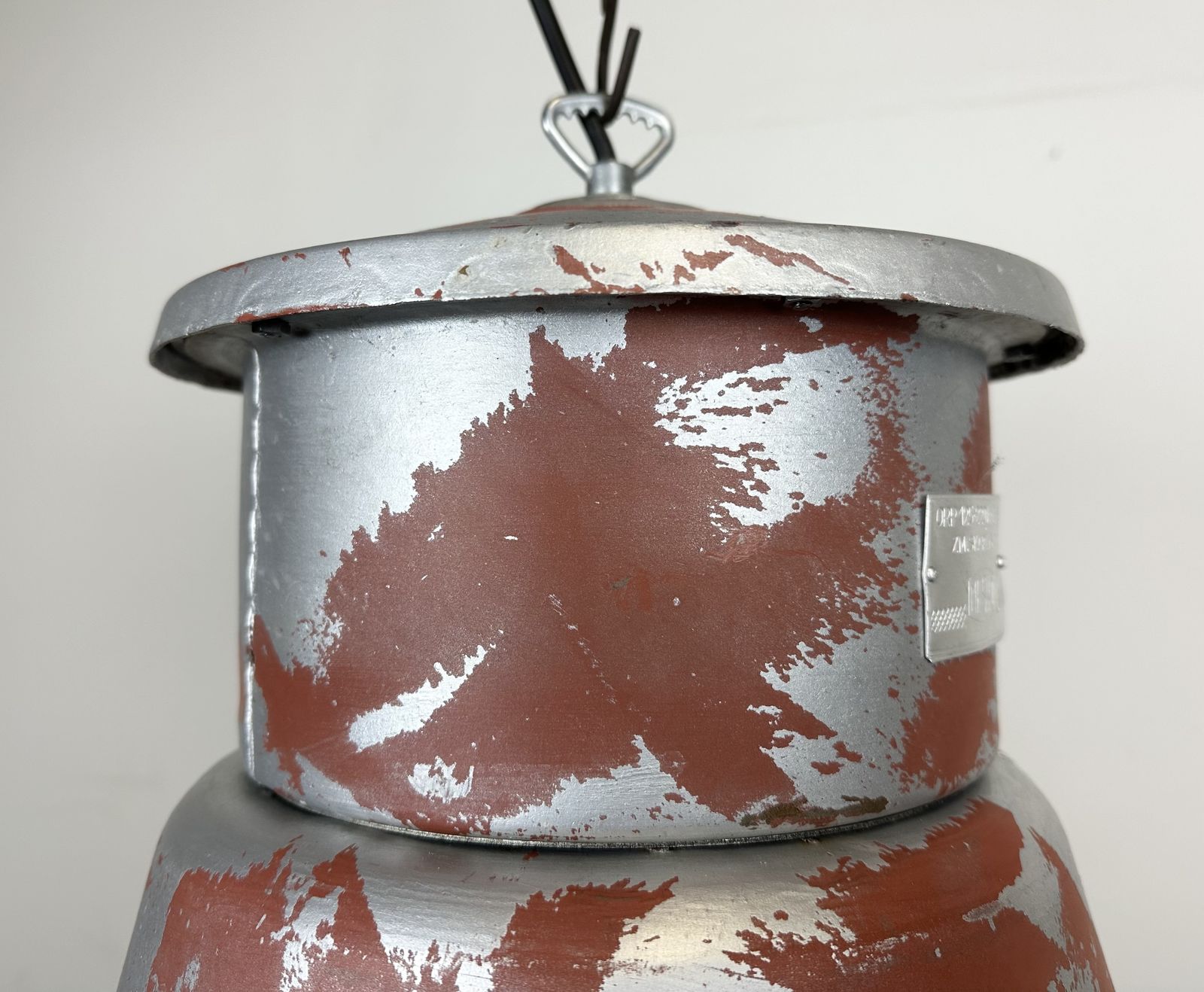 Industrial Cage Factory Pendant Lamp With Glass Cover From Mesko, 1970s, 2x photo vinterior