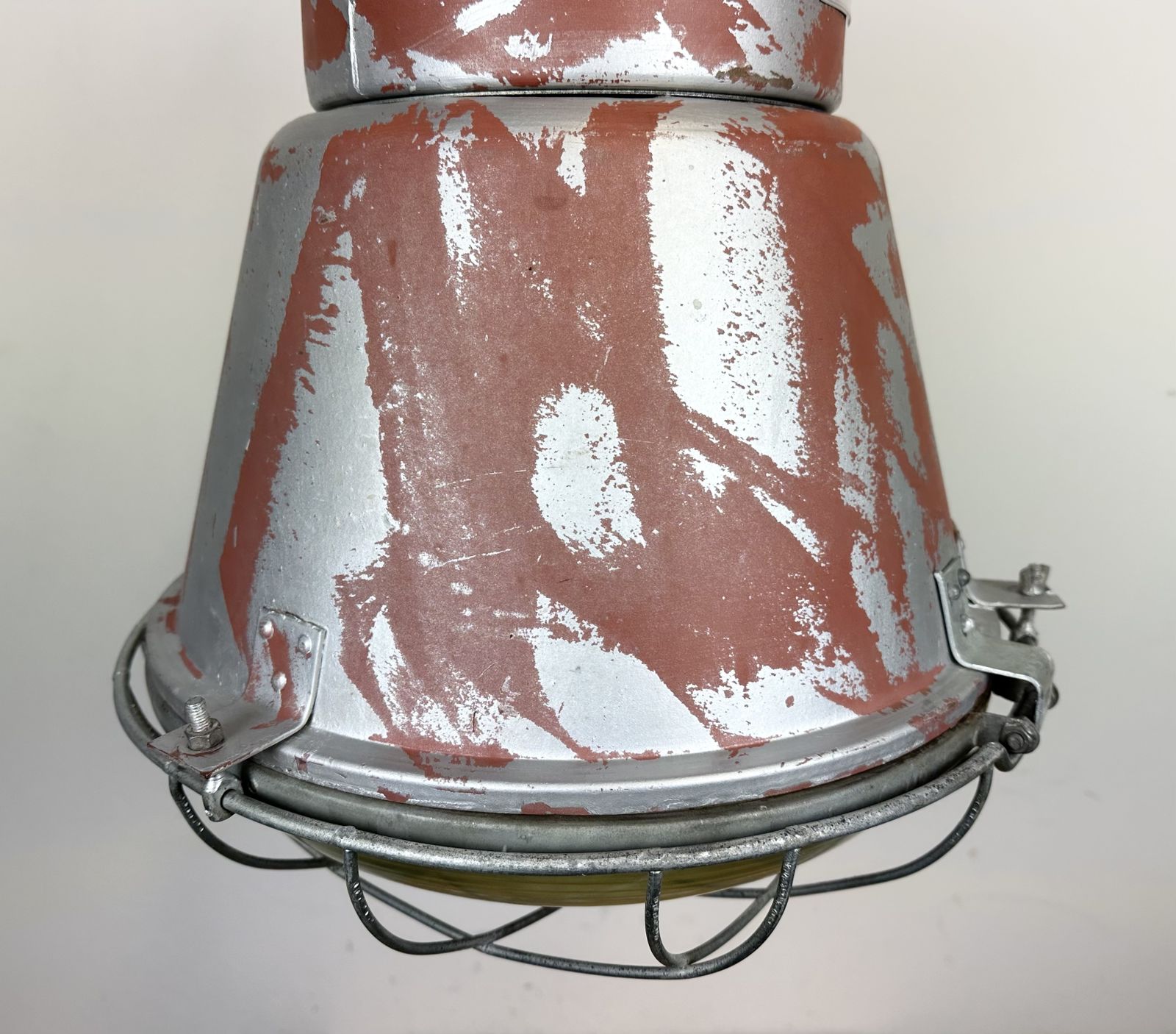 photo furniture Industrial Cage Factory Pendant Lamp With Glass Cover From Mesko, 1970s, 2x