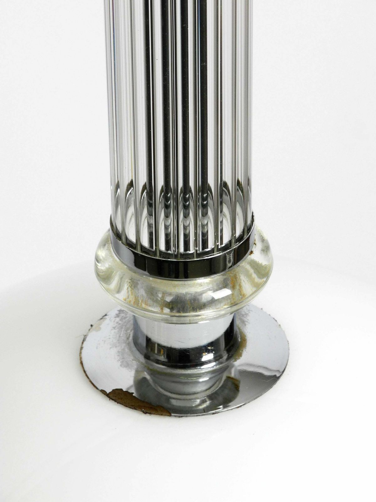 Large Rare Czech Mid Century Glass Ceiling Lamp With Glass Shade And Glass Rod photo vinterior