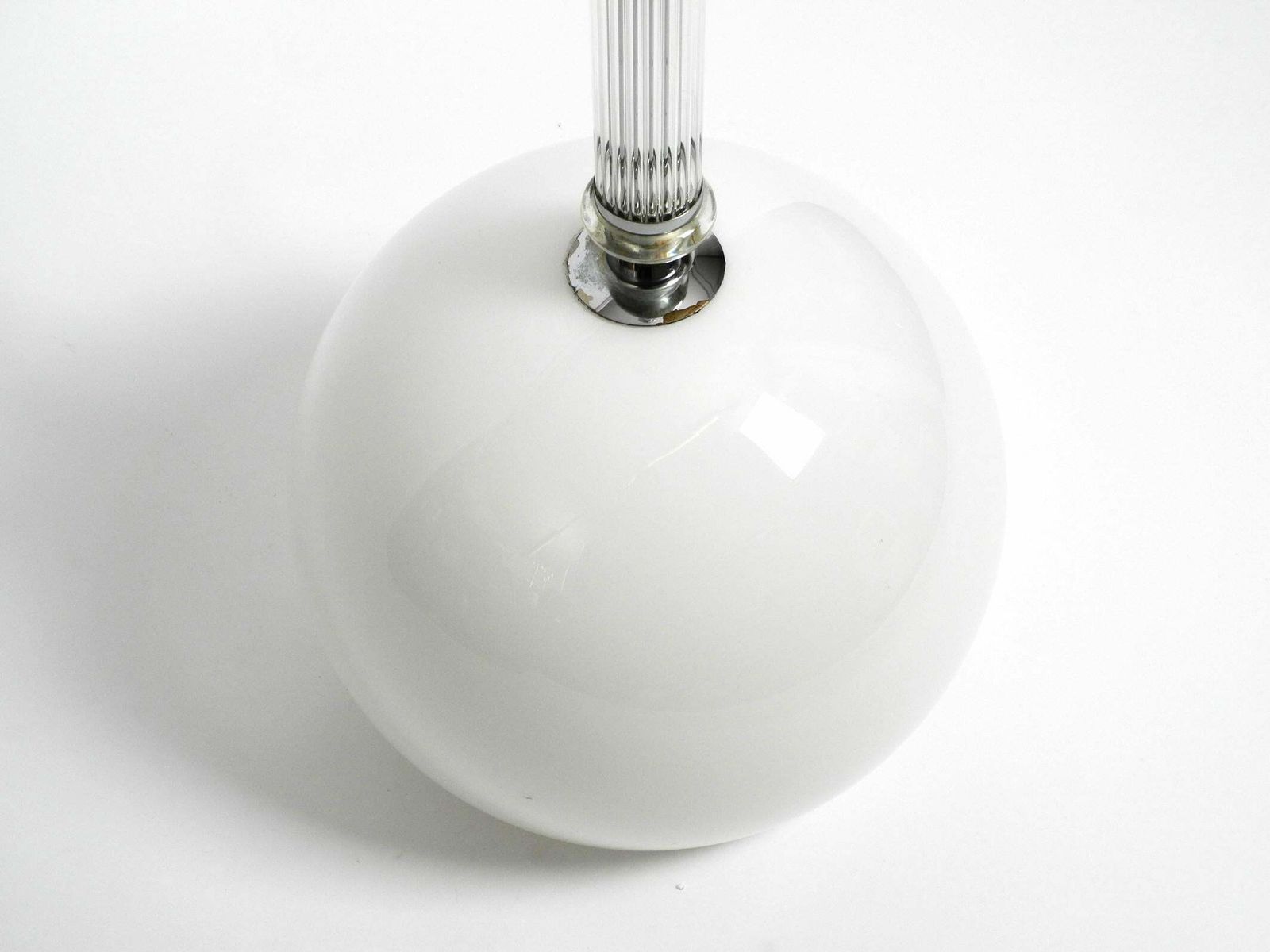 Large Rare Czech Mid Century Glass Ceiling Lamp With Glass Shade And Glass Rod photo vintage