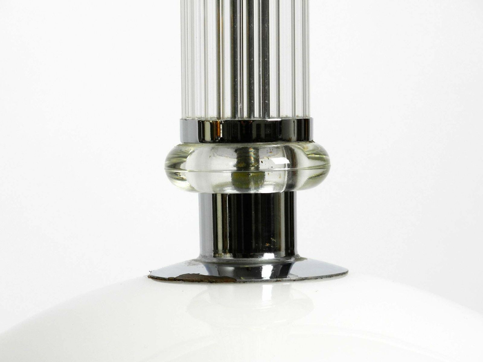 photo furniture Large Rare Czech Mid Century Glass Ceiling Lamp With Glass Shade And Glass Rod