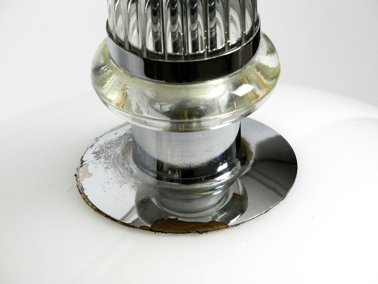 1546.0 Large Rare Czech Mid Century Glass Ceiling Lamp With Glass Shade And Glass Rod photo