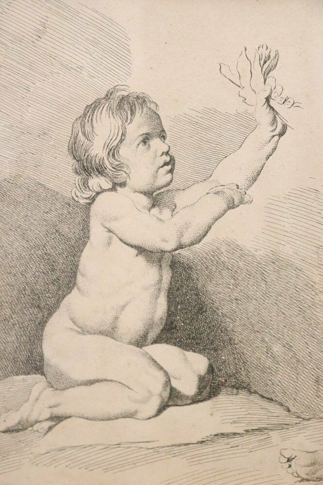 Edmé Bouchardon, Engraving, 18th Century, Framed photo Art