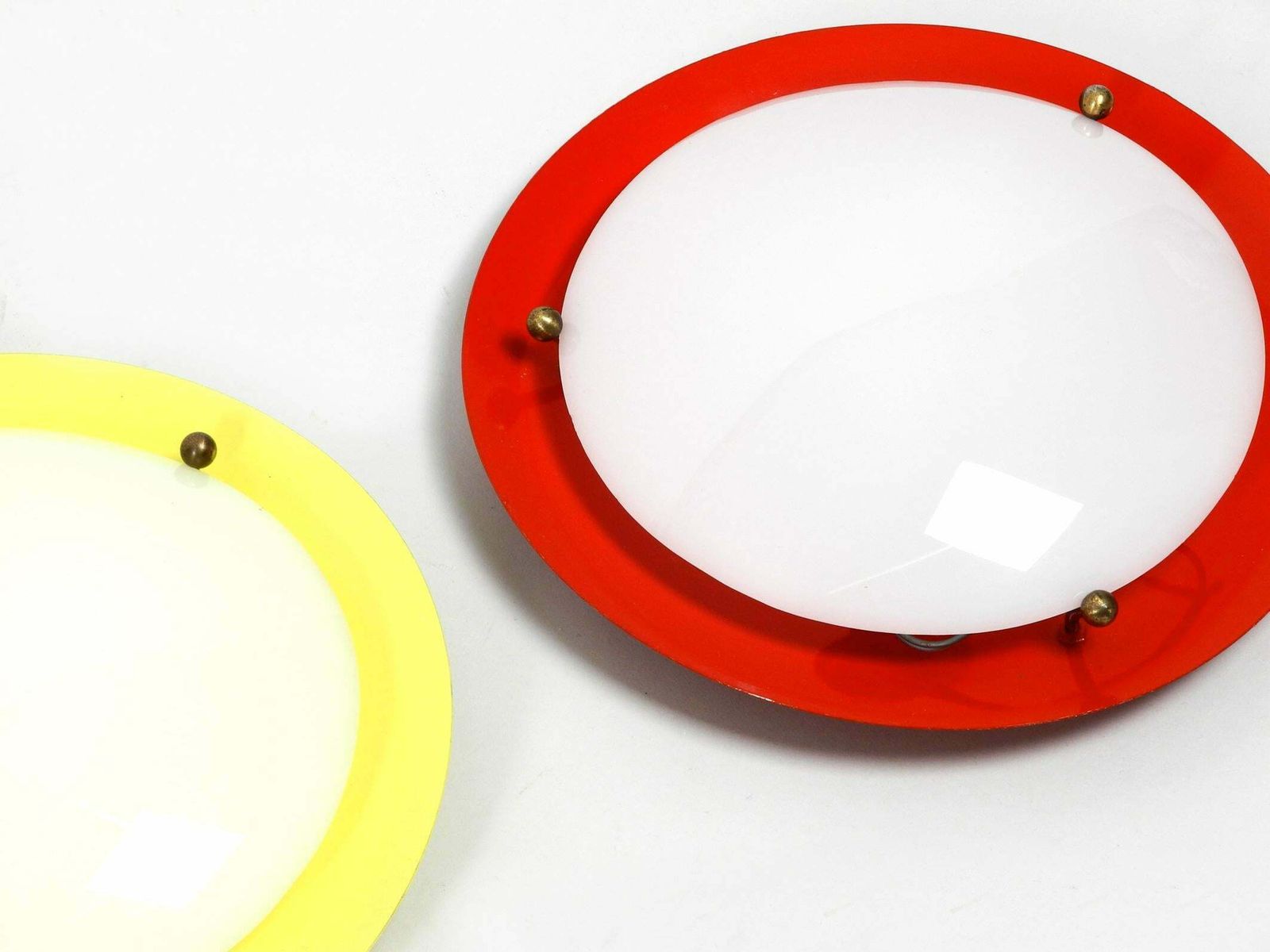 Three Round Midcentury Wall Or Ceiling Lamps Made Of Metal And Plexiglass Shade photo buy