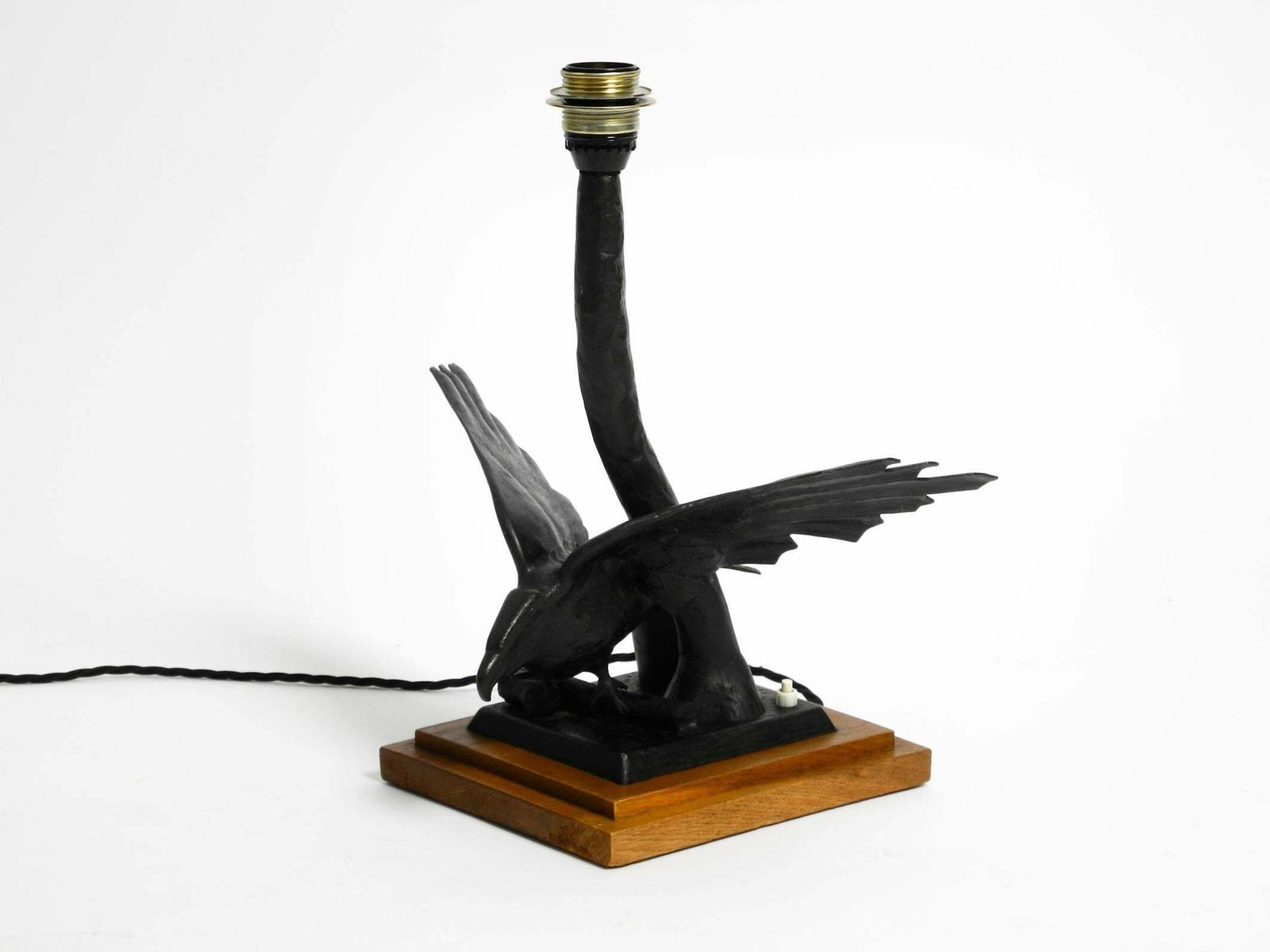 Very Elegant Large 1940s Table Lamp Made Of Iron In The Shape Of An Eagle photo vinterior