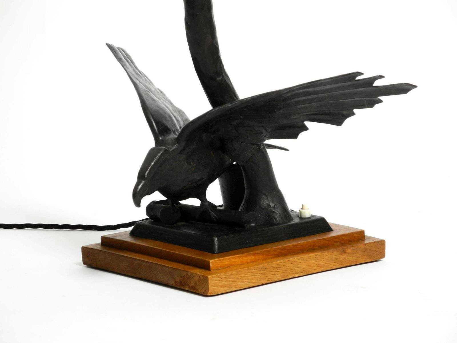 Very Elegant Large 1940s Table Lamp Made Of Iron In The Shape Of An Eagle photo buy